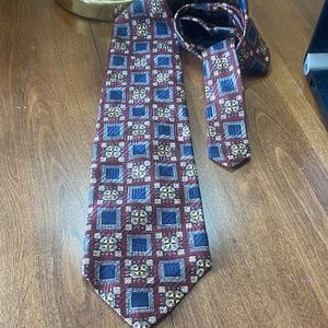 Robert Talbott Best of Class gold Burgundy and Navy Geometric Tie